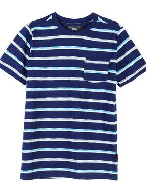 Boys' Navy Blue Painted Stripe Short Sleeve Pocket Tee